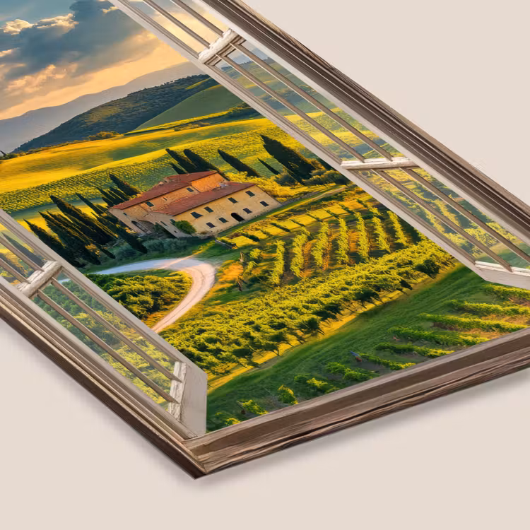 Doorkijk - Toscane - Uitzicht - Landschap - Zomer fotolijst zwart zonder passe partout klein -zsfeer6