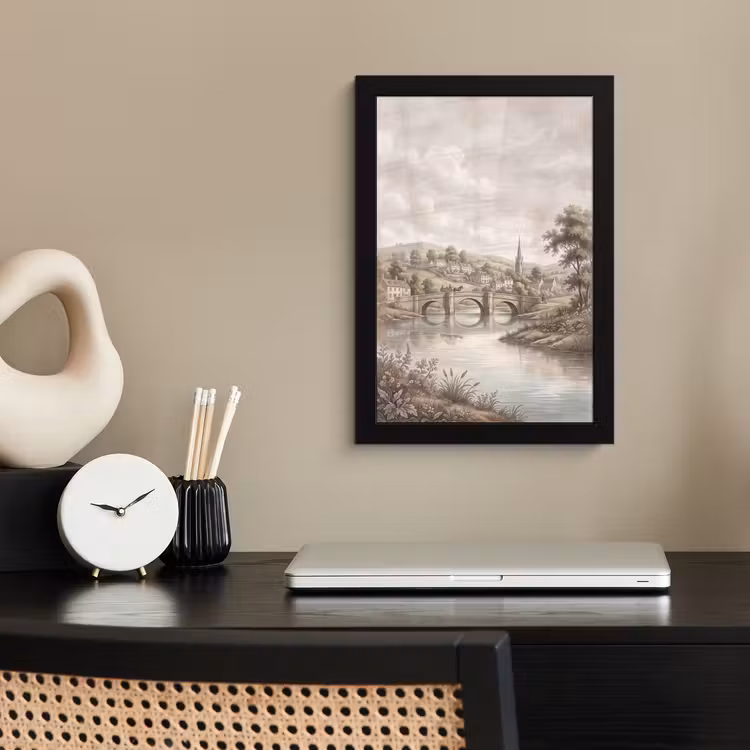 Dorp - Brug - Uitzicht - Groen fotolijst zwart zonder passe partout klein -sfeer1