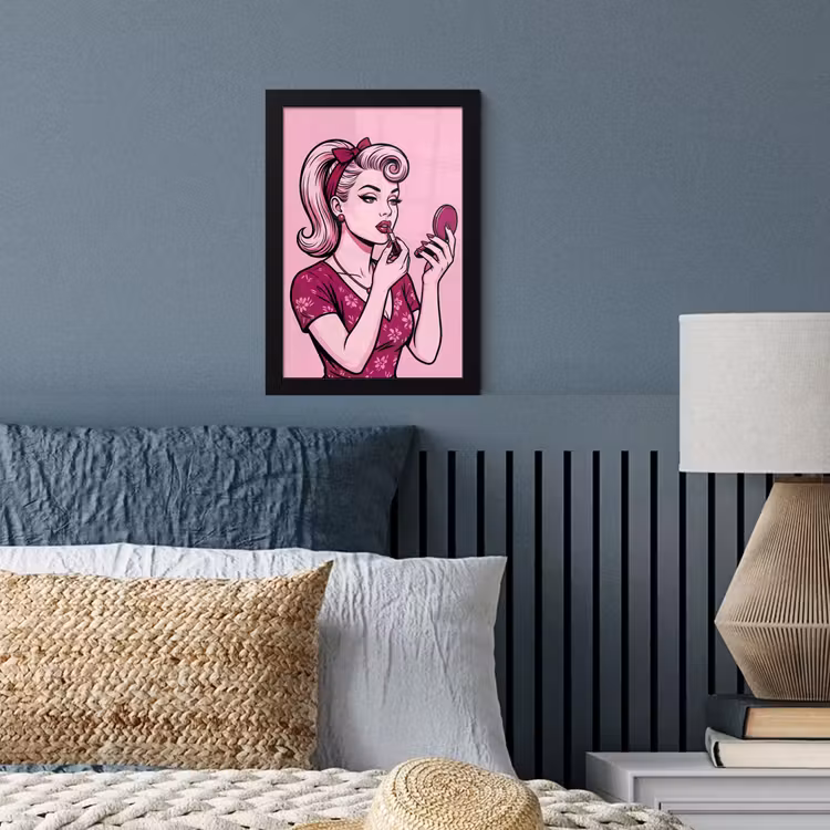 Vintage - Vrouw - Roze fotolijst zwart zonder passe partout klein -sfeer3