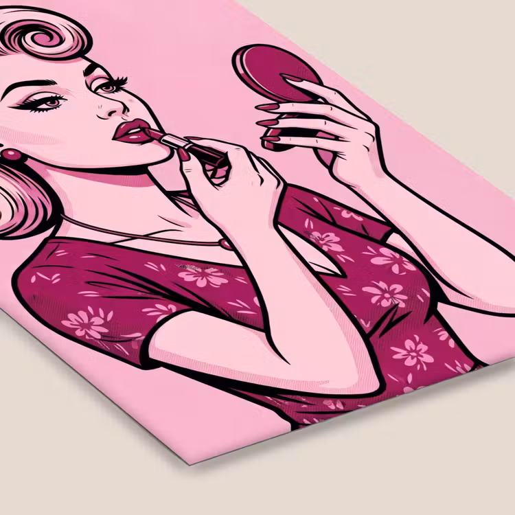 Vintage - Vrouw - Roze fotolijst zwart zonder passe partout klein -zsfeer6