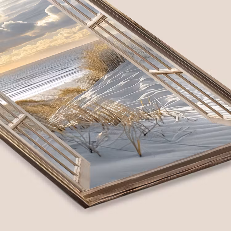 Doorkijk - Strand - Duinen - Zee - Natuur fotolijst zwart zonder passe partout klein -zsfeer6