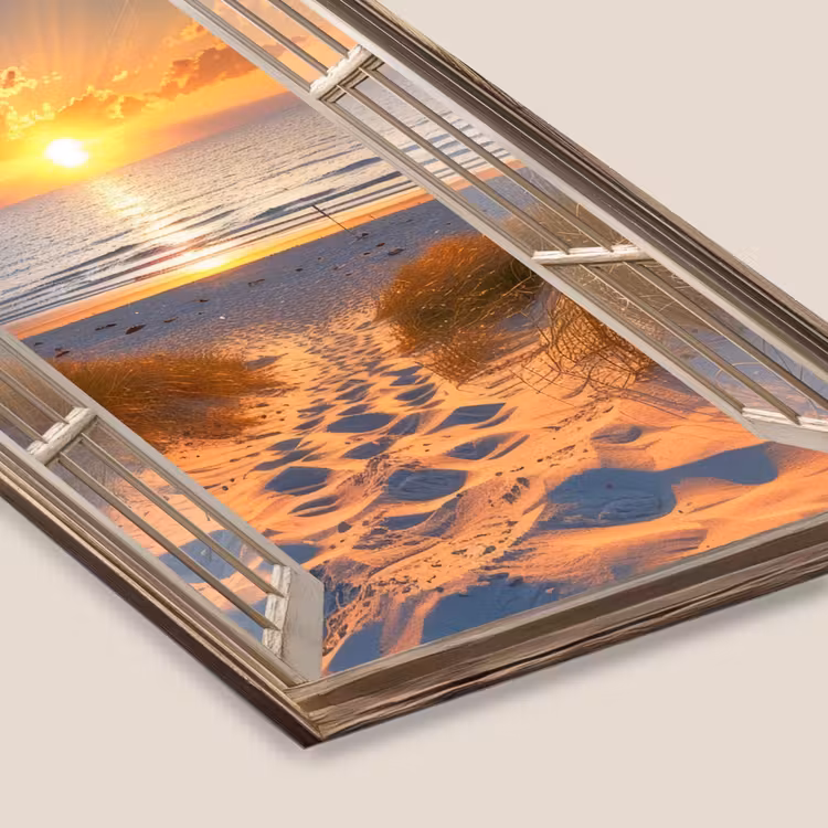 Doorkijk - Strand - Duinen - Zonsondergang fotolijst zwart zonder passe partout klein -zsfeer6