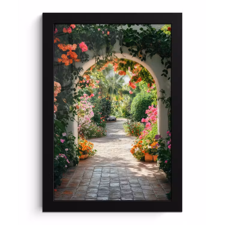 Doorkijk - Bloemen - Natuur - Bloementuin fotolijst zwart zonder passe partout klein -3d