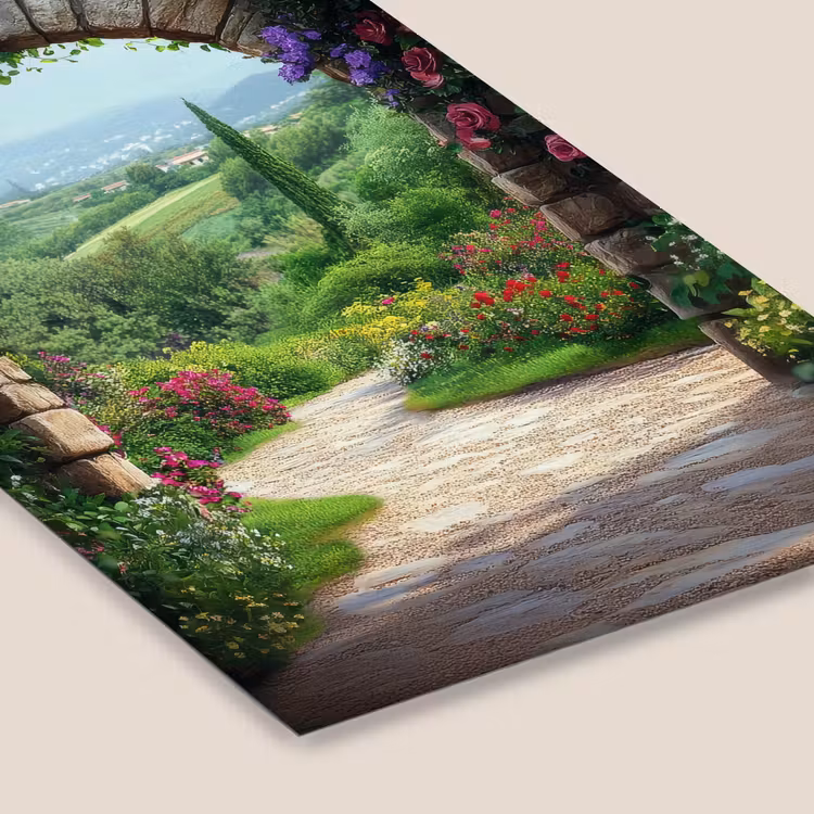 Doorkijk - Landschap - Bloemen - Pad - Uitzicht fotolijst zwart zonder passe partout klein -zsfeer6