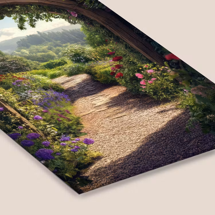 Doorkijk - Landschap - Bloemen - Rozenboog - Natuur fotolijst zwart zonder passe partout klein -zsfeer6