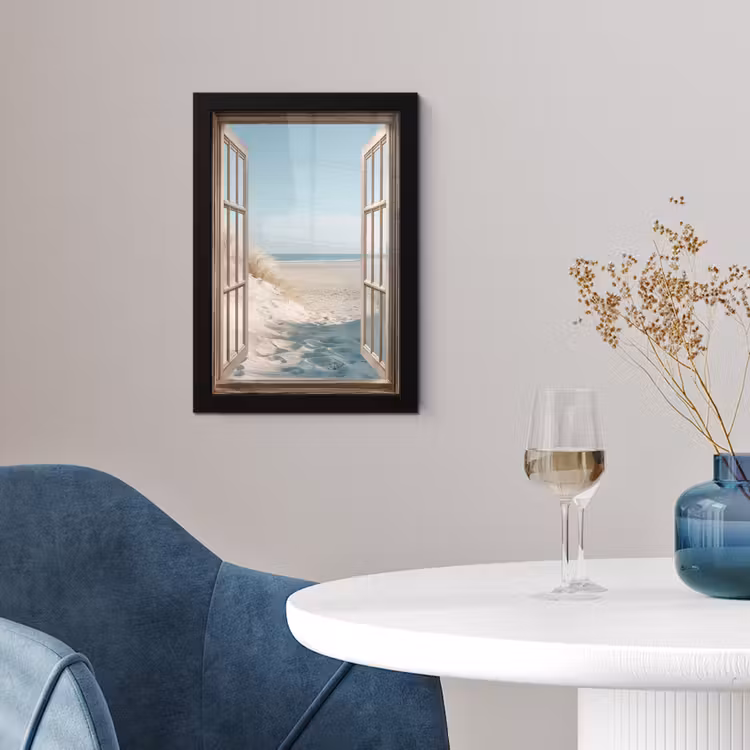 Doorkijk - Helmgras - Duinen - Zee - Landschap fotolijst zwart zonder passe partout klein -sfeer4