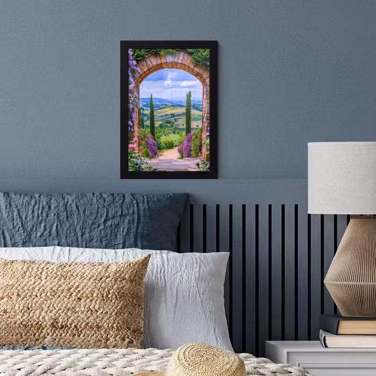 Doorkijk - Toscane - Landschap - Poort fotolijst zwart zonder passe partout klein -sfeer3