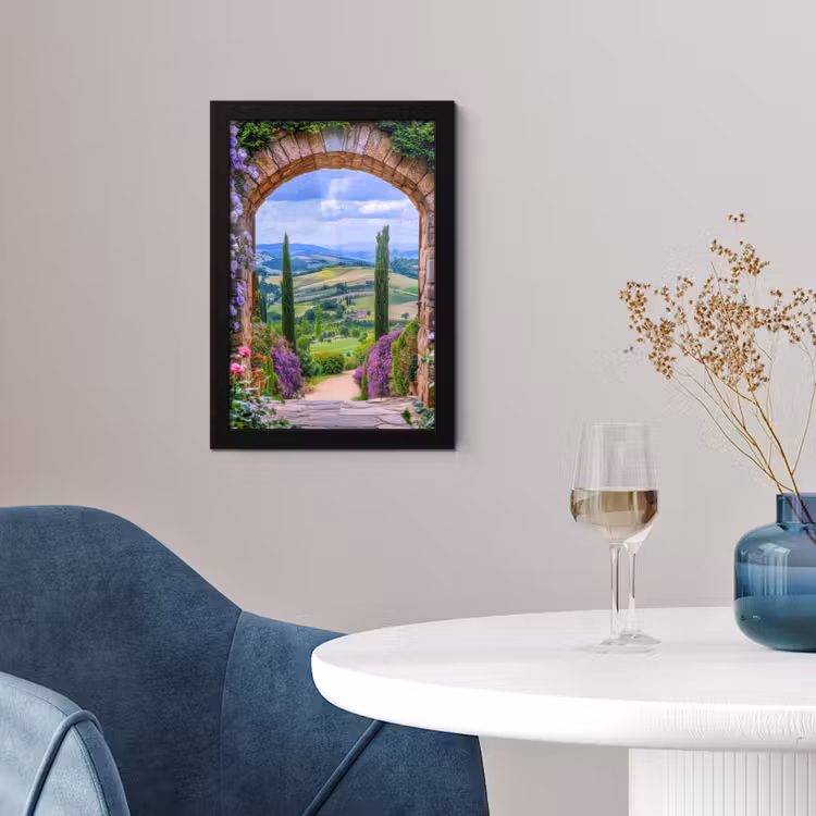 Doorkijk - Toscane - Landschap - Poort fotolijst zwart zonder passe partout klein -sfeer4