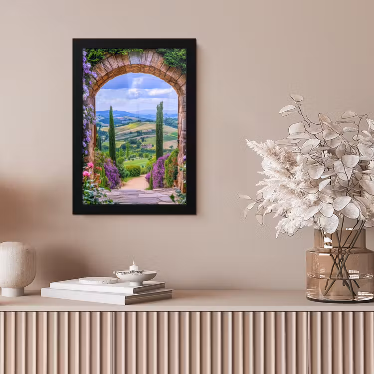 Doorkijk - Toscane - Landschap - Poort fotolijst zwart zonder passe partout klein -sfeer5