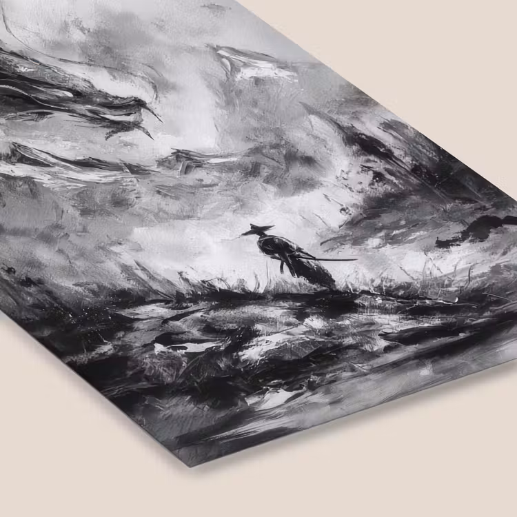 Krijger - Draak - Grijs fotolijst zwart zonder passe partout klein -zsfeer6