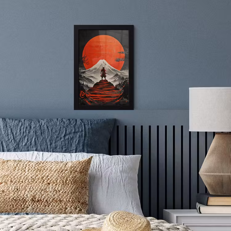 Krijger - Rode trappen - Zon - Berg fotolijst zwart zonder passe partout klein -sfeer3