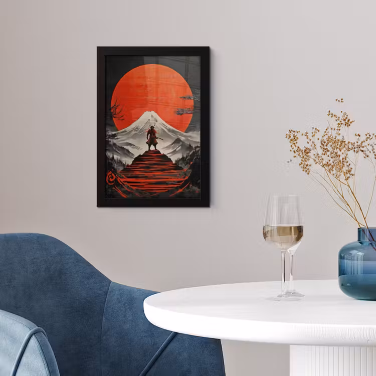 Krijger - Rode trappen - Zon - Berg fotolijst zwart zonder passe partout klein -sfeer4