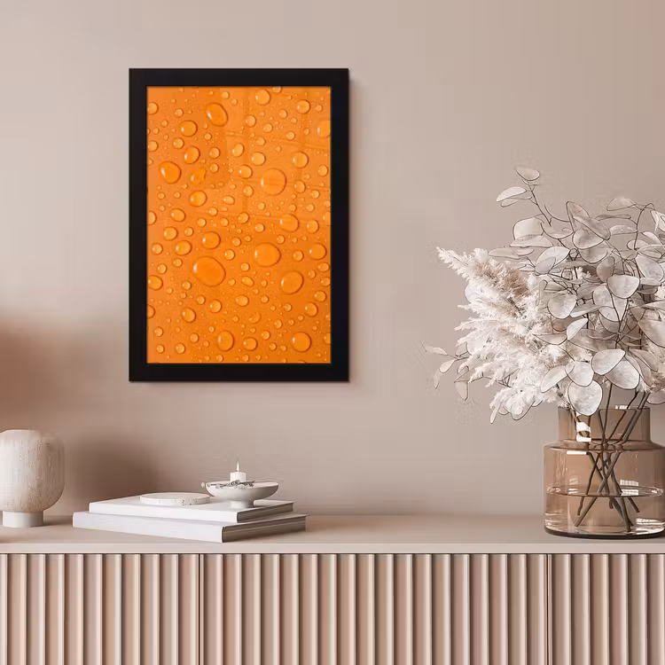 Water - Druppels - Oranje fotolijst zwart zonder passe partout klein -sfeer5