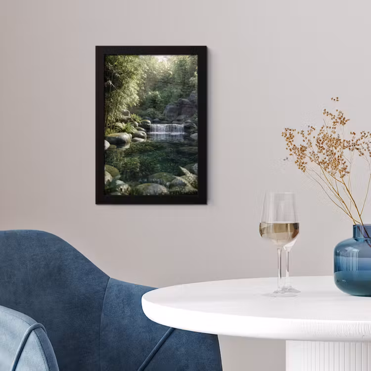 Beek - Waterval - Natuur - Groen fotolijst zwart zonder passe partout klein -sfeer4