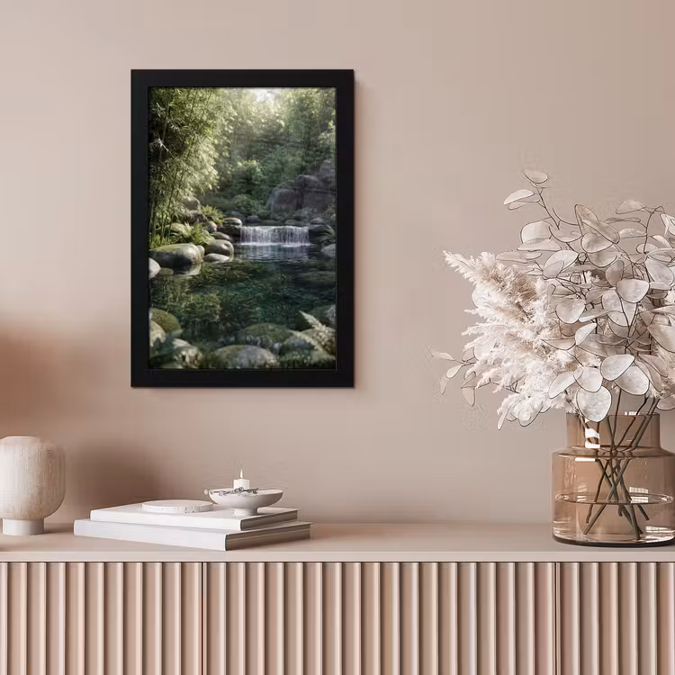 Beek - Waterval - Natuur - Groen fotolijst zwart zonder passe partout klein -sfeer5