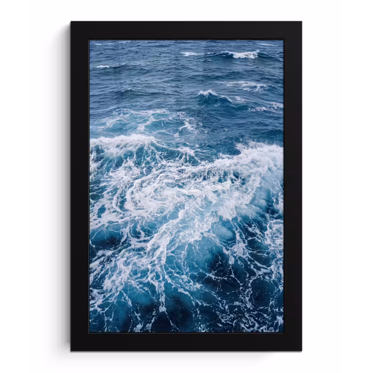 Golven - Oceaan - Blauw fotolijst zwart zonder passe partout klein -3d