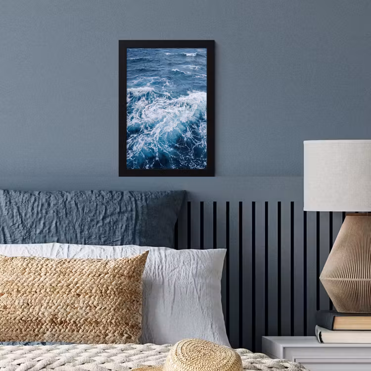Golven - Oceaan - Blauw fotolijst zwart zonder passe partout klein -sfeer3