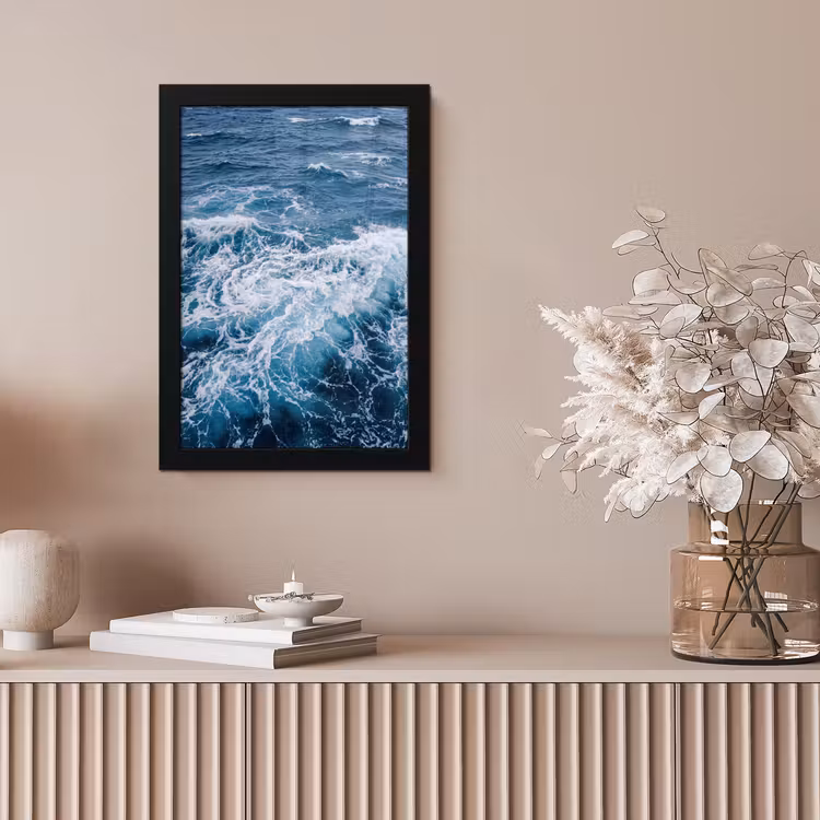 Golven - Oceaan - Blauw fotolijst zwart zonder passe partout klein -sfeer5