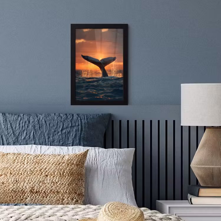 Walvis staart - Water - Zonsondergang fotolijst zwart zonder passe partout klein -sfeer3