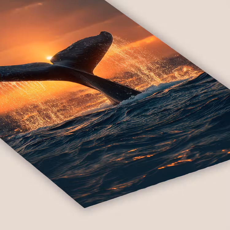 Walvis staart - Water - Zonsondergang fotolijst zwart zonder passe partout klein -zsfeer6