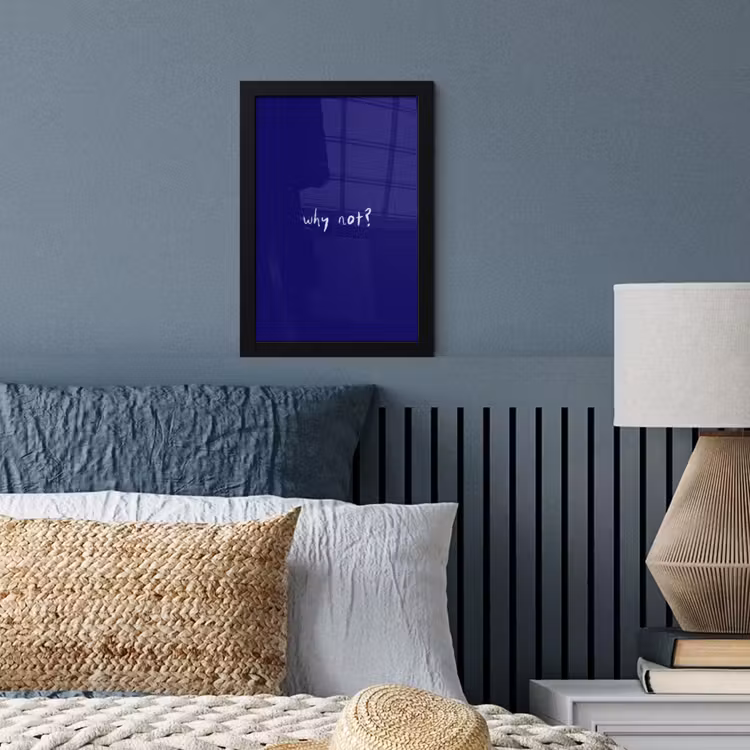 Why not - Blauw - Handgeschreven fotolijst zwart zonder passe partout klein -sfeer3