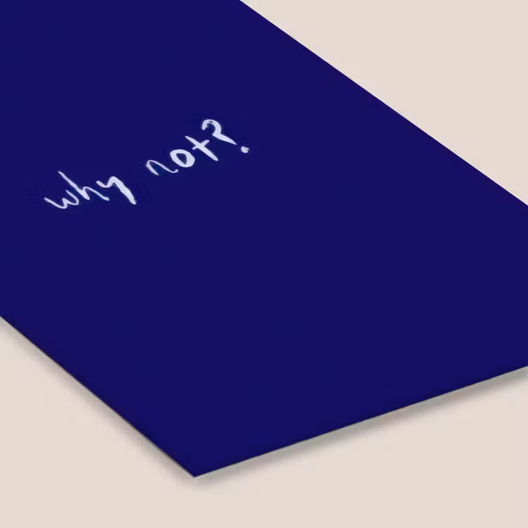 Why not - Blauw - Handgeschreven fotolijst zwart zonder passe partout klein -zsfeer6