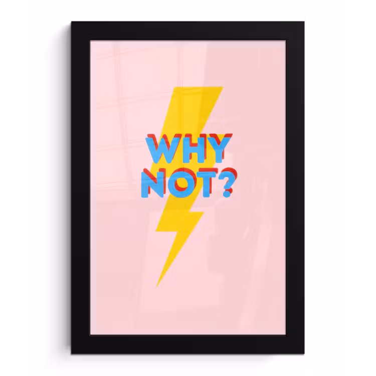 Why not - Bliksem - Roze fotolijst zwart zonder passe partout klein -3d