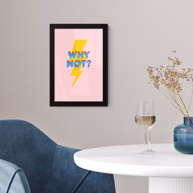 Why not - Bliksem - Roze fotolijst zwart zonder passe partout klein -sfeer4
