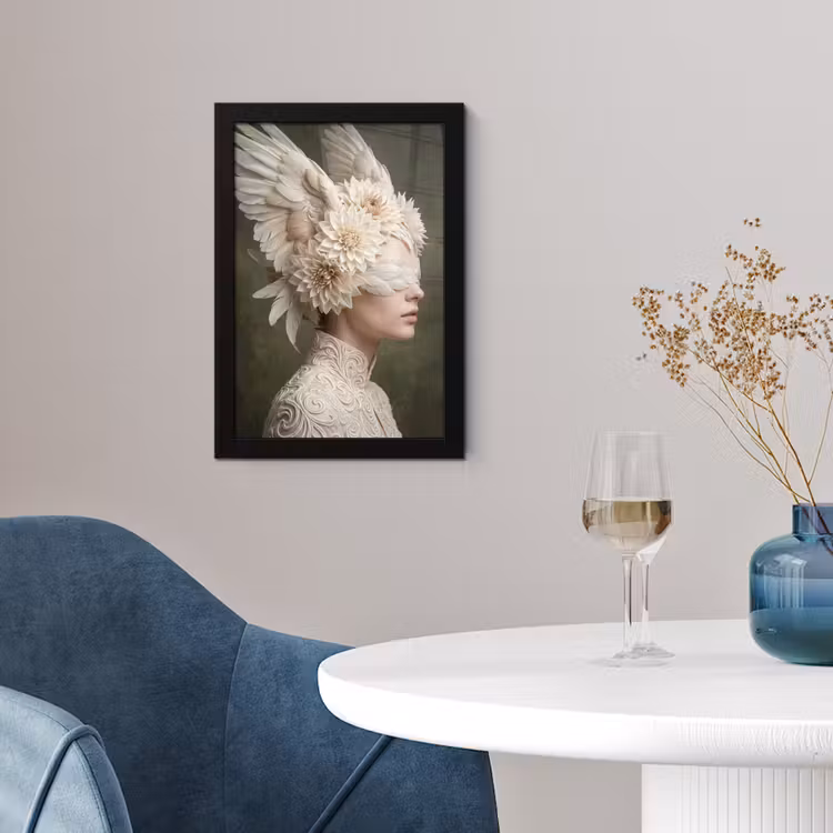 Vleugels - Vrouw - Wit fotolijst zwart zonder passe partout klein -sfeer4