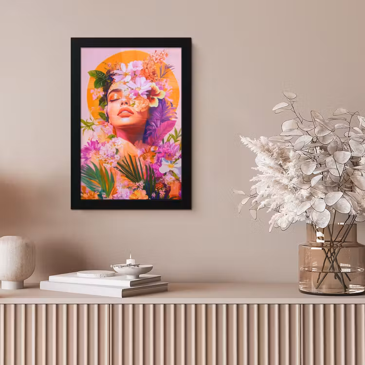 Vrouw - Abstract - Cirkel - Bloemen fotolijst zwart zonder passe partout klein -sfeer5