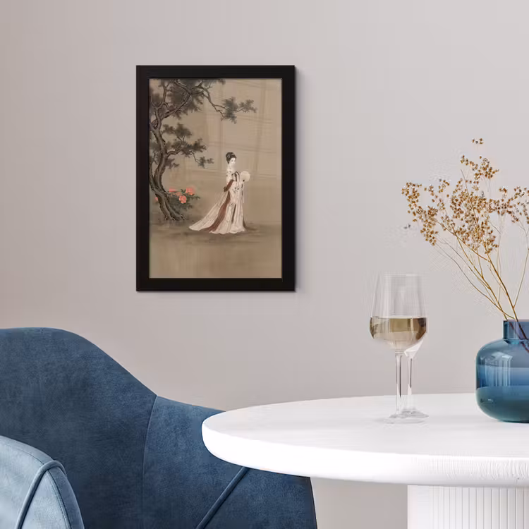 Vrouw - Azië - Kunst - Beige fotolijst zwart zonder passe partout klein -sfeer4