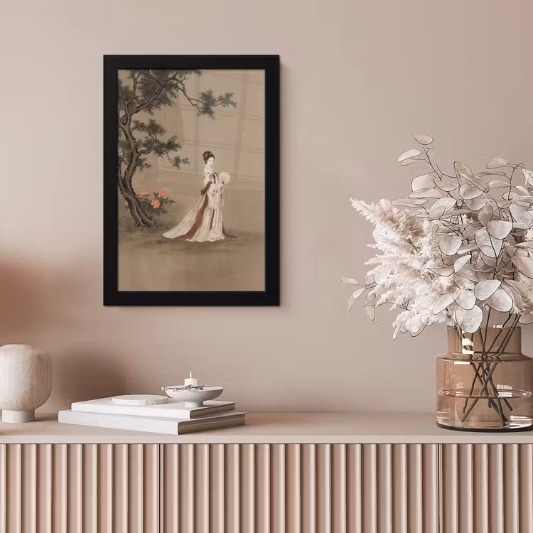 Vrouw - Azië - Kunst - Beige fotolijst zwart zonder passe partout klein -sfeer5