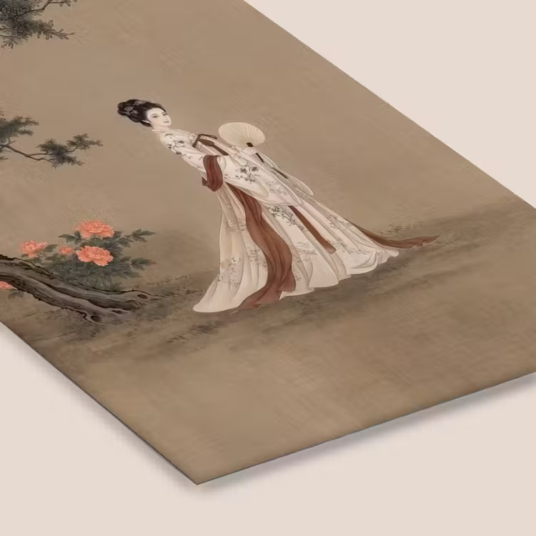 Vrouw - Azië - Kunst - Beige fotolijst zwart zonder passe partout klein -zsfeer6