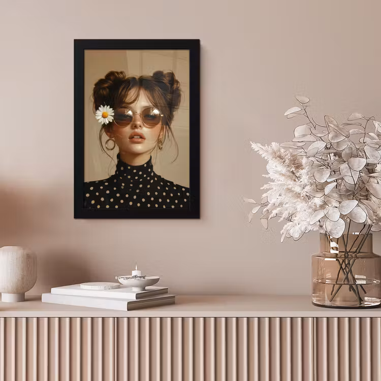 Vrouw - Beige - Bloem - Modern - Portret fotolijst zwart zonder passe partout klein -sfeer5