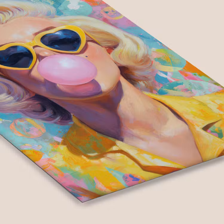 Vrouw - Blond - Roze kauwgom - Kleurrijk - Pastel fotolijst zwart zonder passe partout klein -zsfeer6