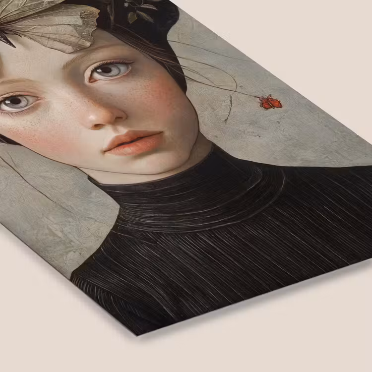 Woman - Butterfly - Art - Classic - Muted fotolijst zwart zonder passe partout klein -zsfeer6