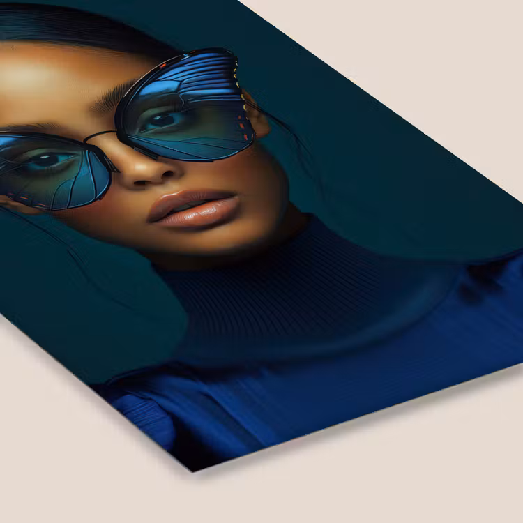 Vrouw - Vlinder - Bril - Blauw - Modern - Portret fotolijst zwart zonder passe partout klein -zsfeer6