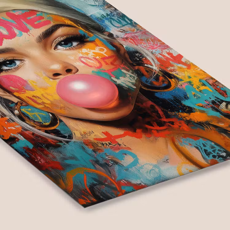 Vrouw - Kauwgom - Graffiti - Love fotolijst zwart zonder passe partout klein -zsfeer6