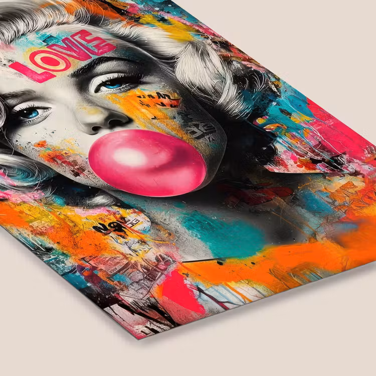 Vrouw - Kauwgom - Graffiti - Neonkleuren fotolijst zwart zonder passe partout klein -zsfeer6