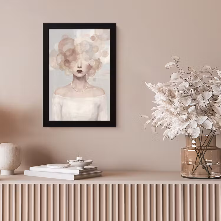 Vrouw - Cirkels - Beige fotolijst zwart zonder passe partout klein -sfeer5