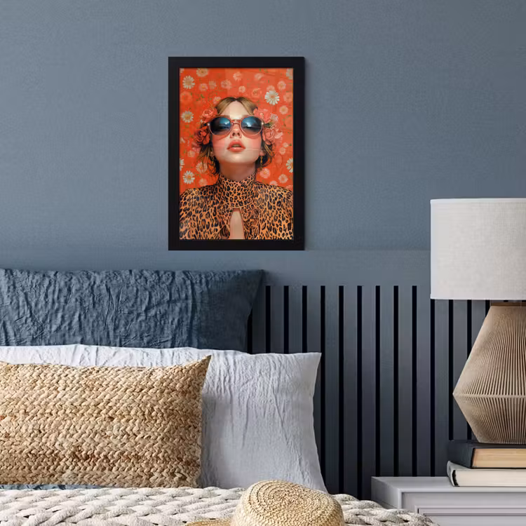 Vrouw - Kleurrijk - Dierenprint - Bloemen fotolijst zwart zonder passe partout klein -sfeer3