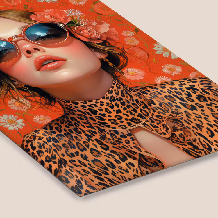 Vrouw - Kleurrijk - Dierenprint - Bloemen fotolijst zwart zonder passe partout klein -zsfeer6