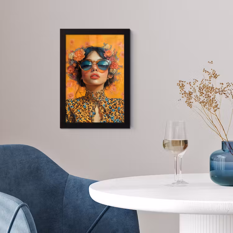 Vrouw - Bloemen - Aesthetic - Oranje fotolijst zwart zonder passe partout klein -sfeer4