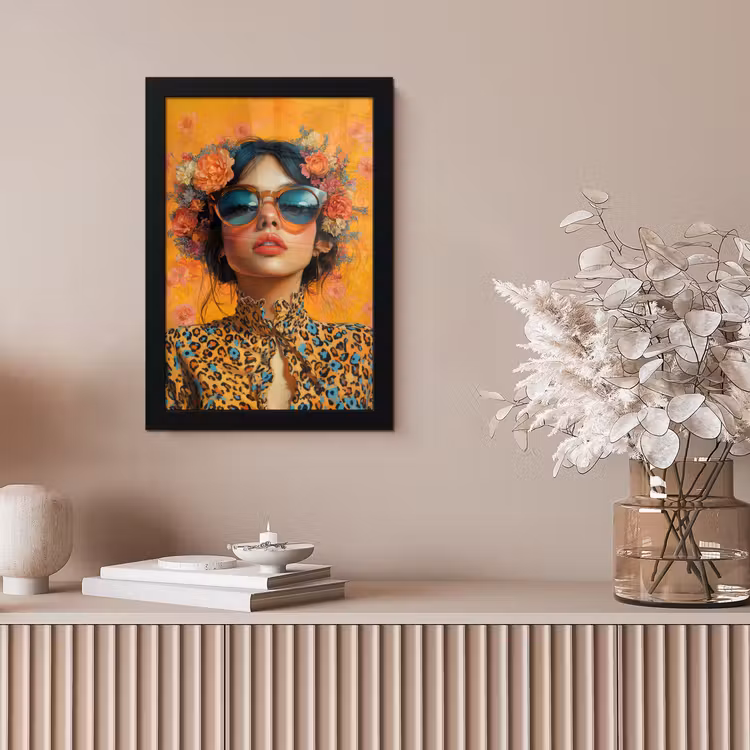 Vrouw - Bloemen - Aesthetic - Oranje fotolijst zwart zonder passe partout klein -sfeer5