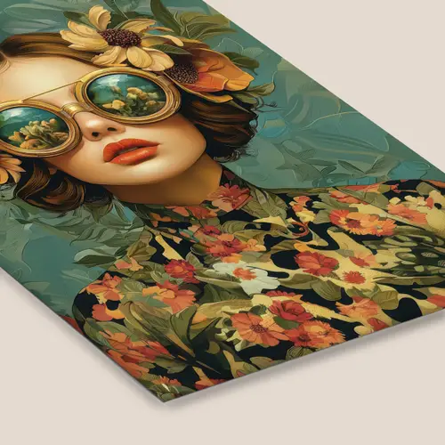 Vrouw - Bloemen - Vlinders - Natuur - Vintage fotolijst zwart zonder passe partout klein -zsfeer6
