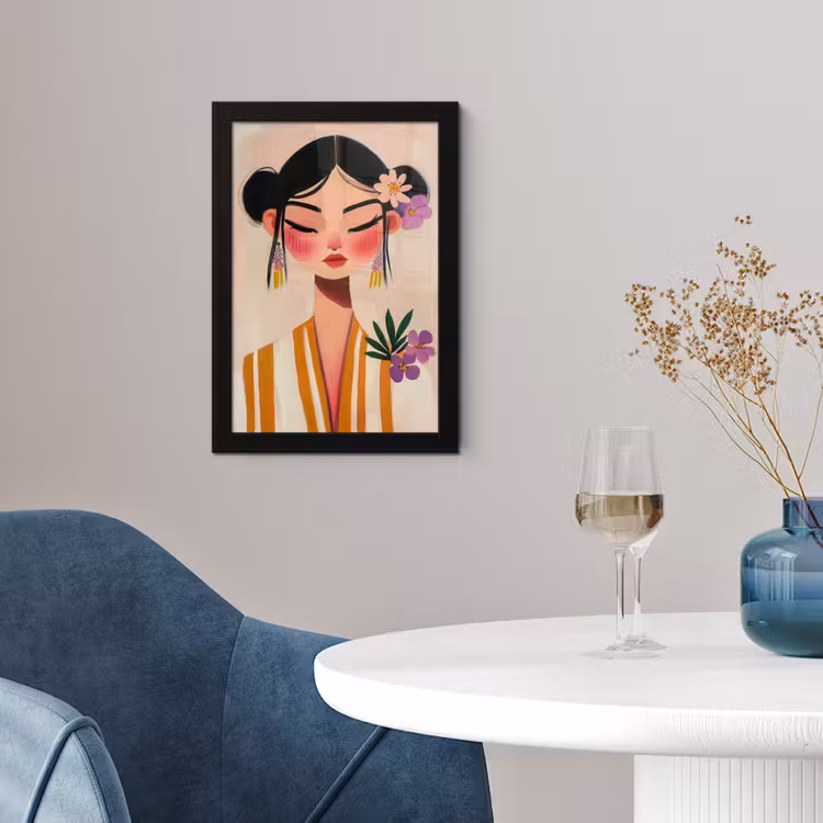 Vrouw - Bloemen - Pastel fotolijst zwart zonder passe partout klein -sfeer4