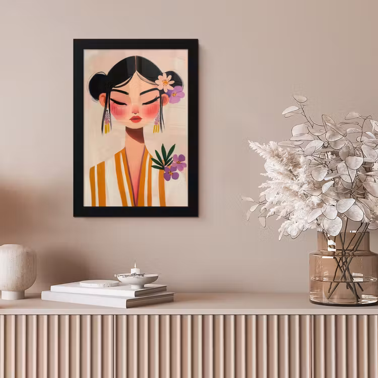 Vrouw - Bloemen - Pastel fotolijst zwart zonder passe partout klein -sfeer5