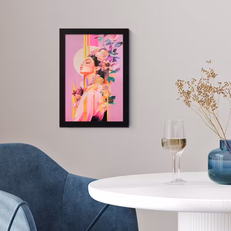Vrouw - Bloemen - Paars - Abstract fotolijst zwart zonder passe partout klein -sfeer4