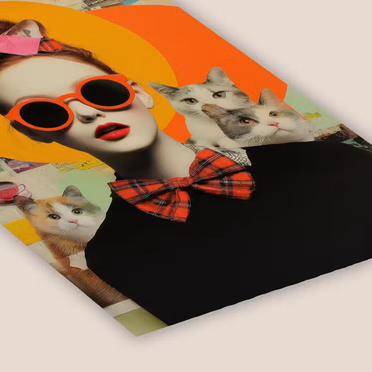 Vrouw - Bril - Strik - Retro fotolijst zwart zonder passe partout klein -zsfeer6