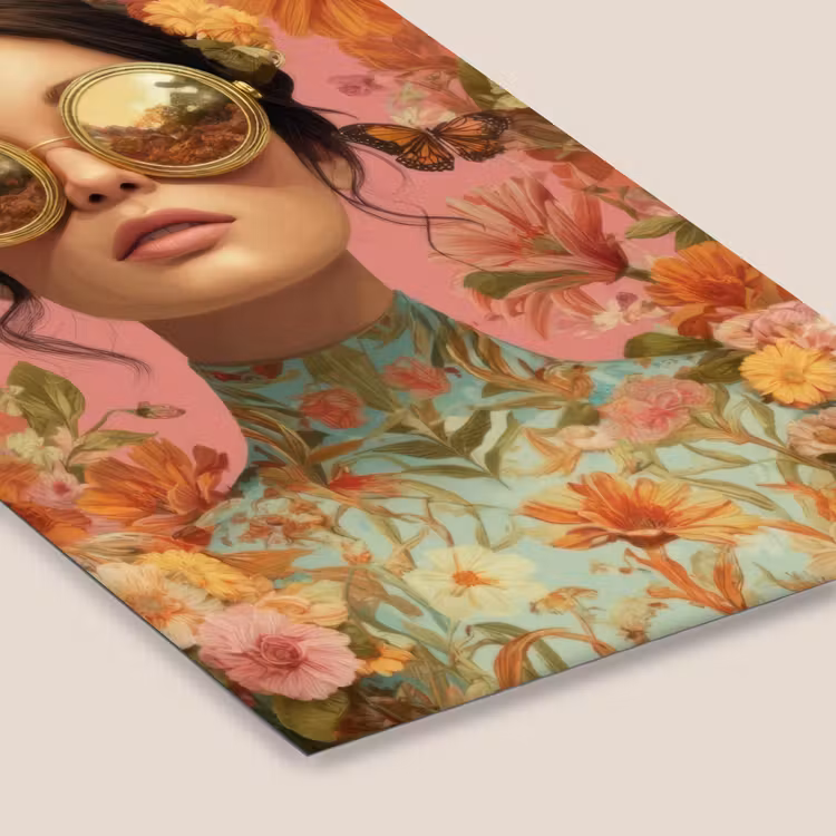 Vrouw - Bril - Roze - Bloemen fotolijst zwart zonder passe partout klein -zsfeer6